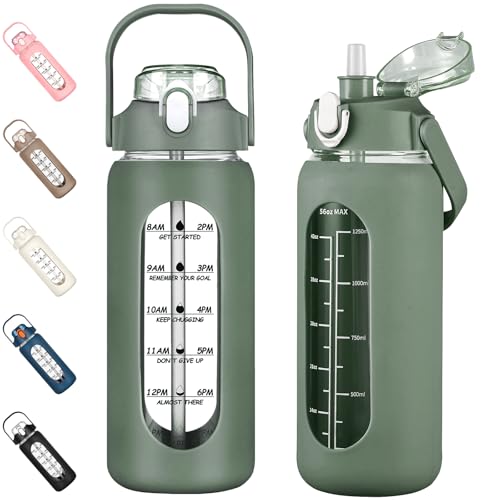 56oz Glass Water Bottles with Straw
