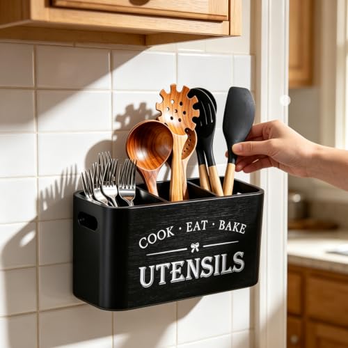 Wooden Kitchen Utensil Holder Organizer for Counter or Countertop