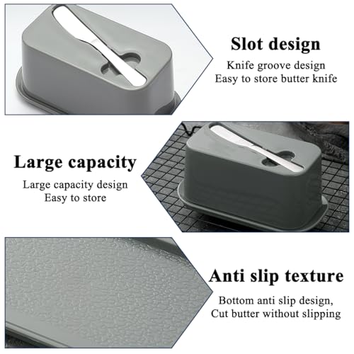 Butter Dish with Lid for Countertop and Refrigerator Door Shelf with Butter Spreader Knife
