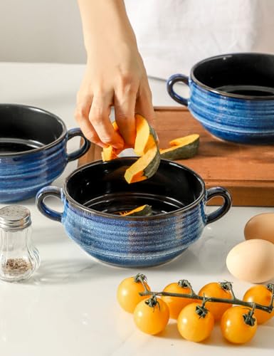 Soup Bowls 20 OZ French Onion Soup Crocks with Handles (4 Count)