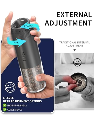 Rechargeable Electric Salt and Pepper Grinder Set with Base (2 Count)
