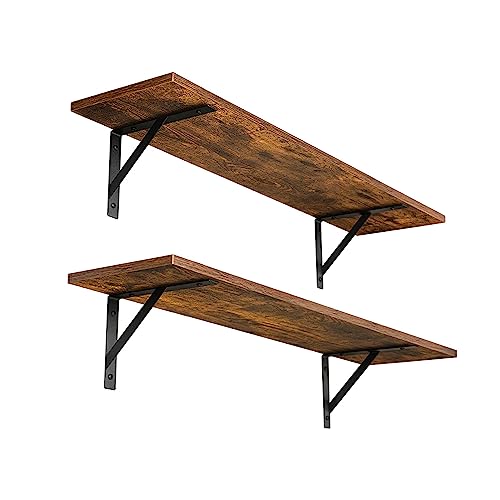 Wall Shelves 23.6" Long Floating Shelves with Metal Brackets (2 Count)