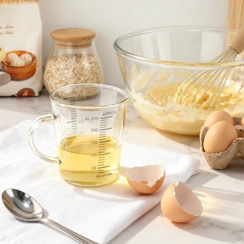 Glass Measuring Cup 250ml 1Cup High Borosilicate [Insulated Handle