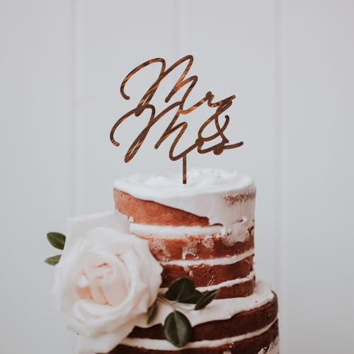 Mr & Mrs Wedding Cake Topper in Wood