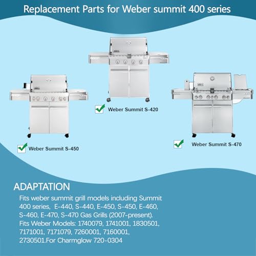 S6G550 (2-Pack) 19.2” Stainless Steel Cooking Grates for Weber Summit E-440, S-440, E-450, S-450, E-460, S-460, E-470, S-470 and Charmglow 720-0304 (2 Count)