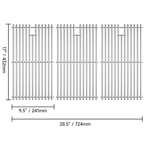 17" x 28.5'' Stainless Steel Grill Grates for Charbroil (3 Count)