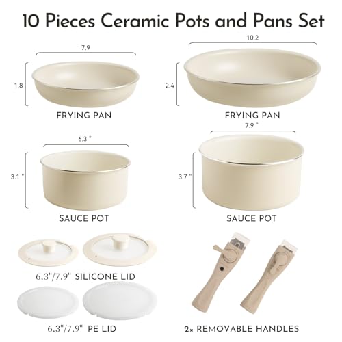 18 Piece Ceramic Nonstick Cookware Set