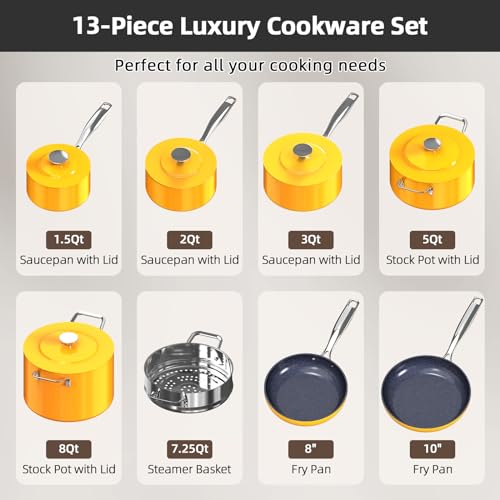 Lux 13pc Forged Lightweight Nonstick Ceramic Cookware Set