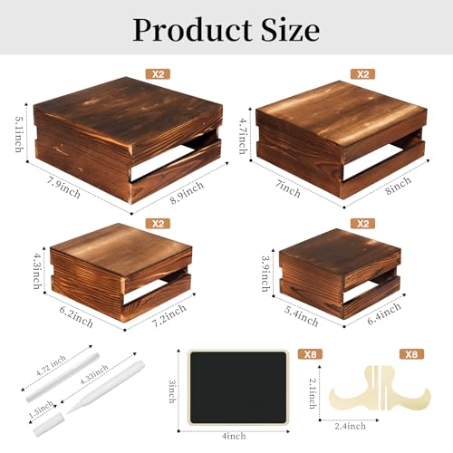8 Piece Rustic Wood Buffet Risers with Mini Signs for Dessert Table (140.48 Ounce)