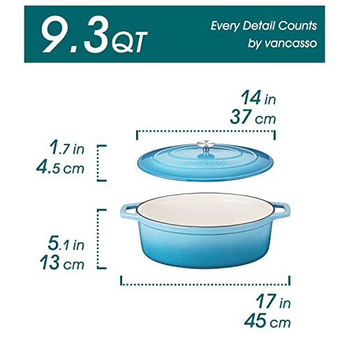 9.3 Qt Oval Enameled Cast Iron Dutch Oven with Lid