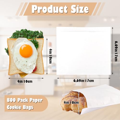 800 Pack Wax Paper Sandwich Bags for Bakery (800 Count)