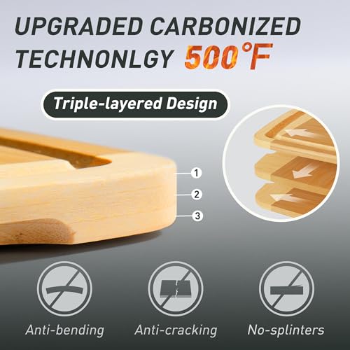 Bamboo Cutting Board Set Non Slip Feet with Holder Over Sink Wooden Cutting Boards Eating Grilling Biard Cutboard Biard Chtting Woodcutting Cuttingboards Voard Oard Bord 12x18 11 x 14 Baords Baord (5 Count)