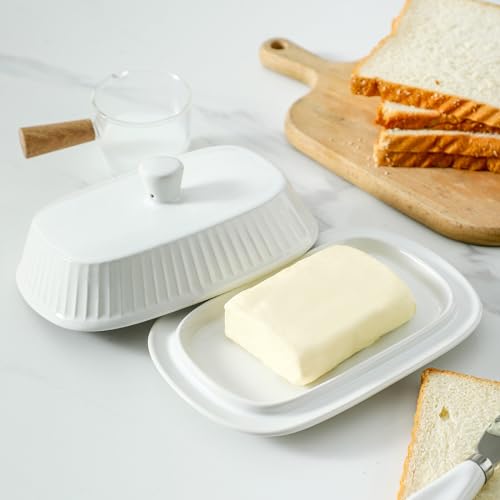 Hansense Porcelain Butter Dish with Lid for Countertop