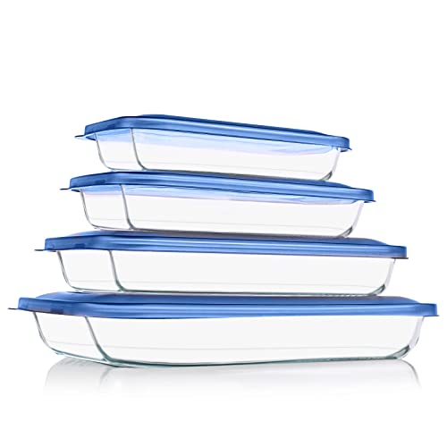 8 Pieces Glass Baking Dish with Lids