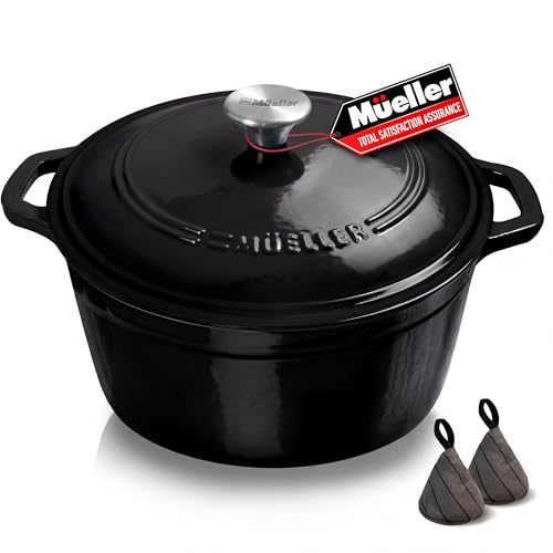 MUELLER HOME 6 Quart Enameled Cast Iron Pot Dutch Oven