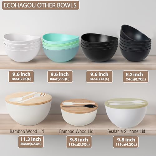 11.3" Extra Large Salad Serving Bowl Set with Wooden Lid&Utensils (208 Count)