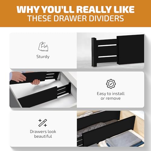 6 Pack Black Drawer Dividers (6 Count)