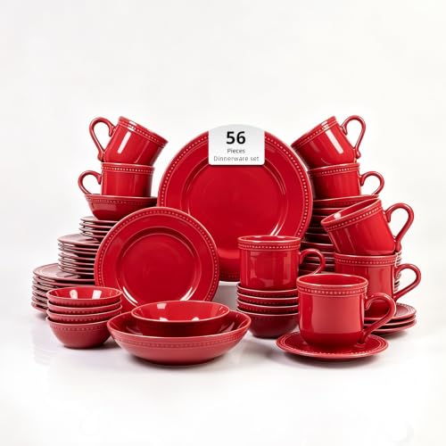 HomeVss Pearl Dots Stoneware Dinnerware Set