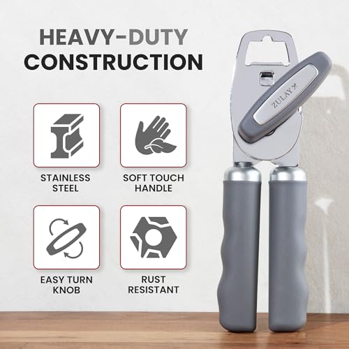 Heavy Duty Stainless Steel Can Opener Manual with Bottle Opener