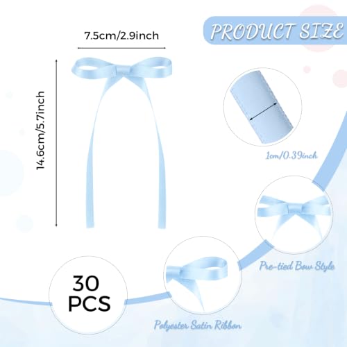 30 Pack Bow Cake Toppers Light Blue Ribbons Bows for Cake (30 Count)