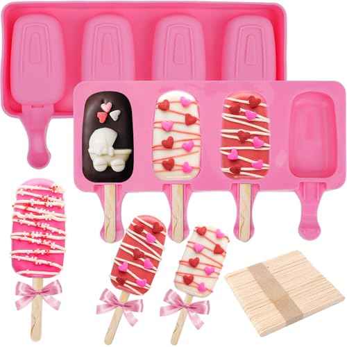 2 Set Silicone Popsicle Molds with 100 Sticks (2 Count)