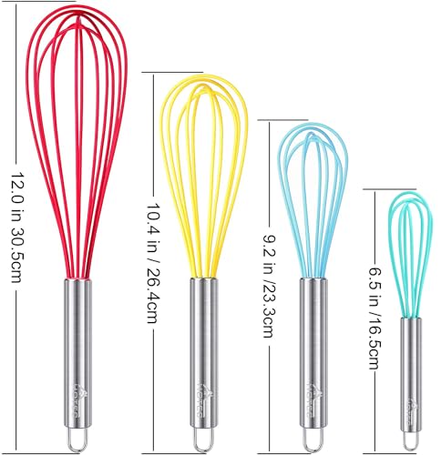 4 Pieces Silicone Whisks Set (4 Count)