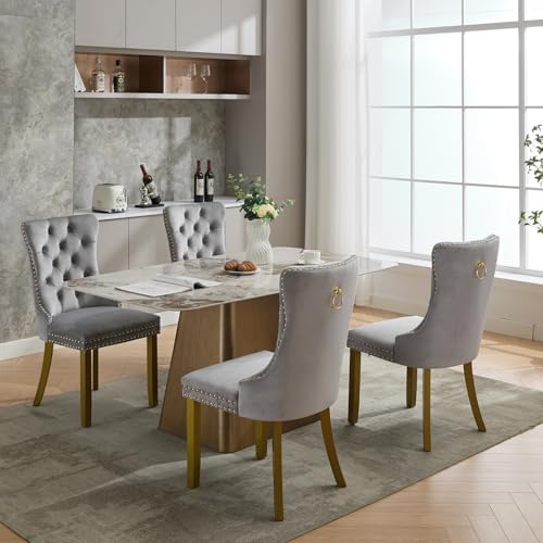 Grey Velvet Dining Chairs Set of 4 (4 Count)