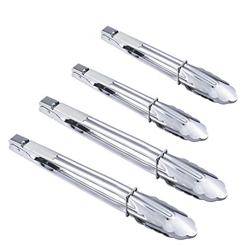 4PCS Stainless Steel Food Tongs Set Kitchen Metal Tongs