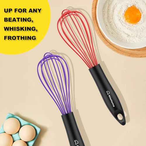 Silicone Whisk Set 8" 10" 12" Kitchen Whisk Multicolor (3 Count)