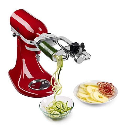 DRTVICE6 Combo Package Spiralizer KSM1APC Flex Edge Beater KFE5T Stand Mixer Attachment Recipe Book