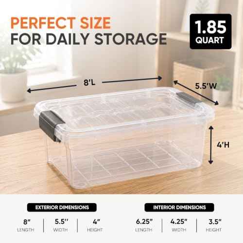 1.85 Quart Clear Plastic Storage Boxes with Lids (10 Count)