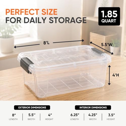1.85 Quart Clear Plastic Storage Boxes with Lids (3 Count)