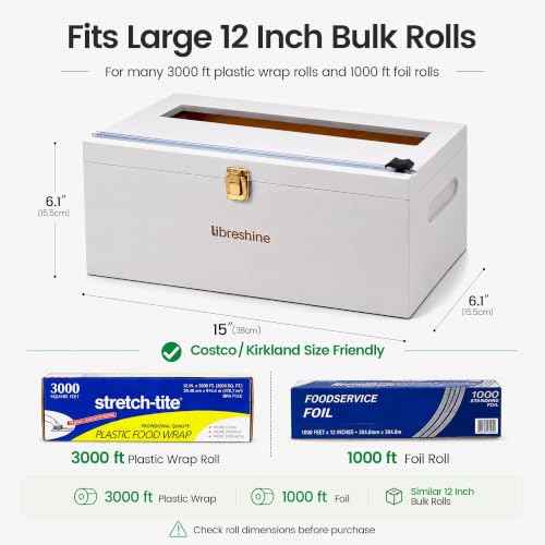 12 Inch Bamboo Plastic Wrap Dispenser with Cutter