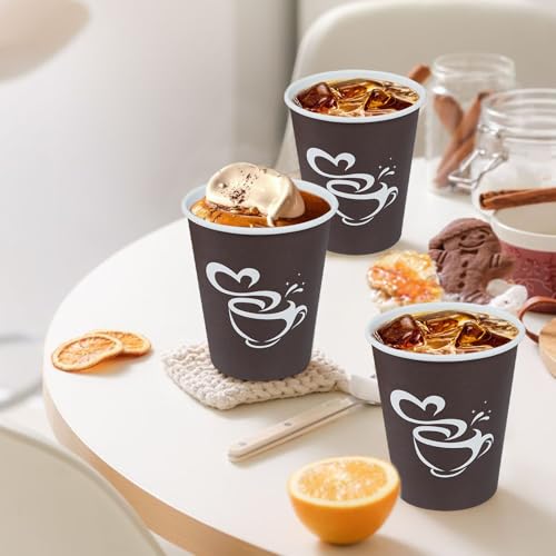 10 oz 200 count Disposable Coffee Cups Hot Paper Cups Brown (200 Count)