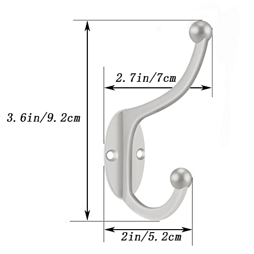 Wall Hooks 10Pcs Coat Hooks Hardware Towel Hooks for Hanging Coats Double No Rust Black Robe Hooks Wall Mounted with Screws for Key (10 Count)