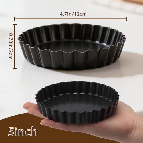 6 Pack 5in Mini Tart Pans with Removable Bottom for Baking (6 Count)