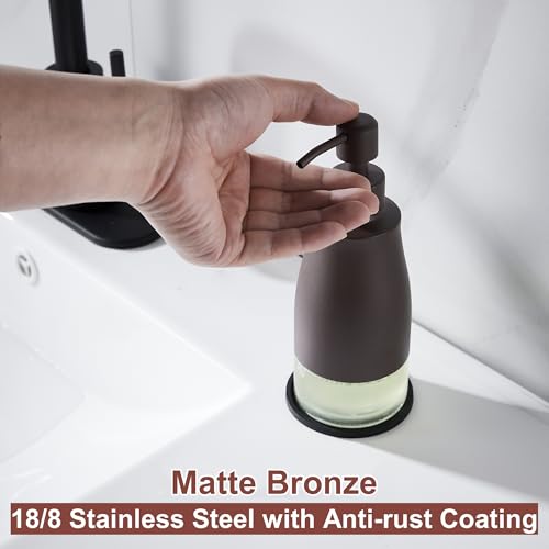 Matte Brown Soap Dispenser with Coaster & Stickers