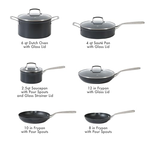 10 Piece Hard Anodized Laser Titanium Forever Non Stick Technology Durable Pots and Pans Cookware Set