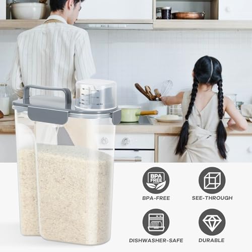 Airtight 10 Lbs Rice Storage Container Pet Dog Cat Food Holder 5 Lbs