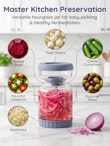 Pickle Jar with Strainer Flip for Pickle Juice Separator from Wet and Dry
