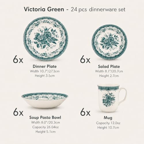 Royal 24 Piece Porcelain Dinnerware Set for 6