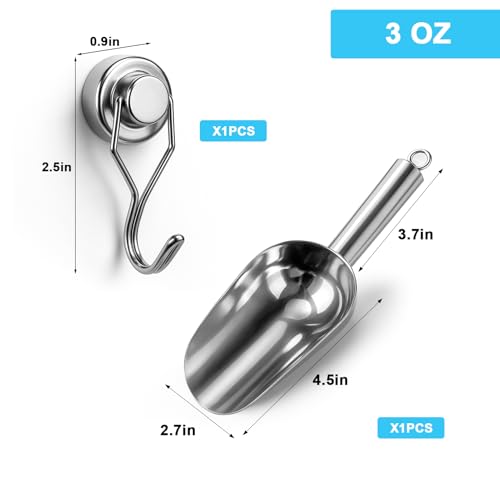 Stainless Steel Ice Scoop for Freezer with Magnetic Hook