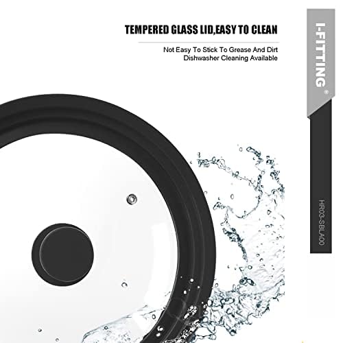 Vented Tempered Glass Universal Cookware Lid Black1Pack