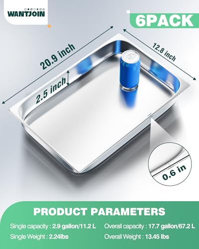 Stainless Steel Steam Table Hotel Pan Set 1 (6 Count)