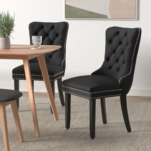Black Velvet Dining Chairs Set of 2 (2 Count)
