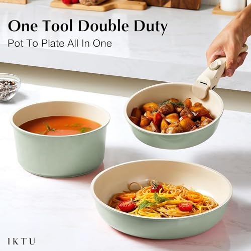 Ceramic Pots and Pans Set Non Stick Green