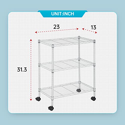 3 Tier Wire Shelf with Wheels