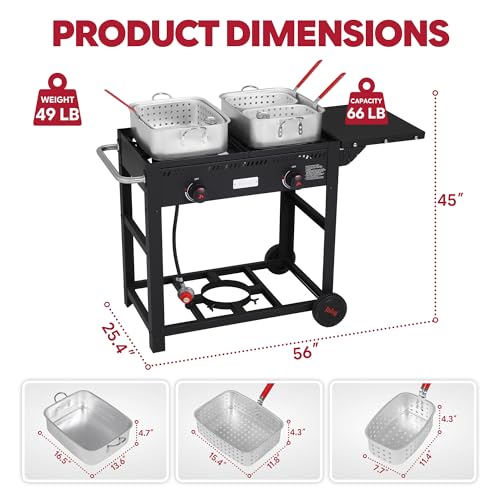 Outdoor Propane Deep Fryer with Movable Cart