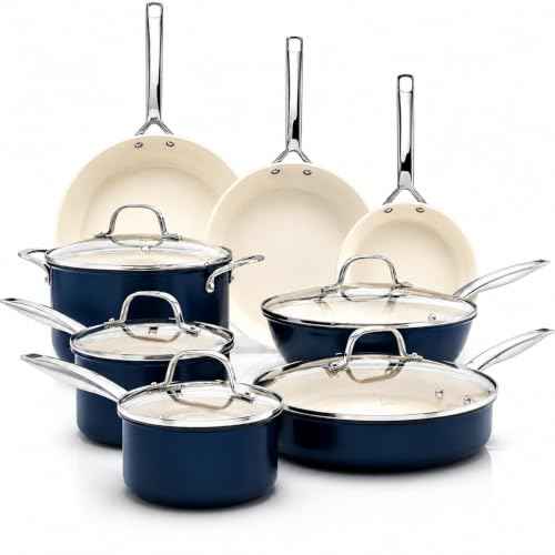 PRO 13pc Anodized Pots and Pans Set Non Stick Ceramic Cookware (13 Count)