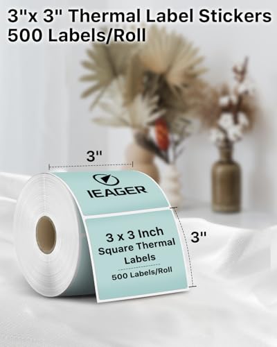 Green 3" x 3" Square Thermal Label Stickers